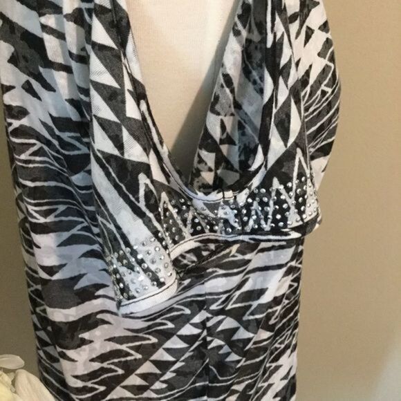 Inc International Concepts Tribal Pattern‎ Cold Shoulder Tee Rhinestones Size S - Picture 5 of 8